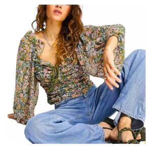 FREE PEOPLE Mabel Printed Blouse